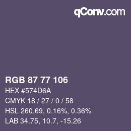 Farbcode: RGB 87 77 106 | qconv.com