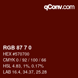 Color code: RGB 87 7 0 | qconv.com