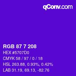 Color code: RGB 87 7 208 | qconv.com