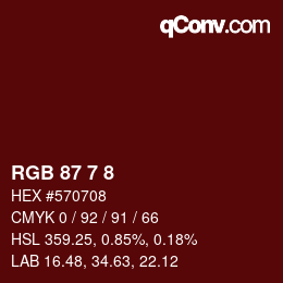 Color code: RGB 87 7 8 | qconv.com