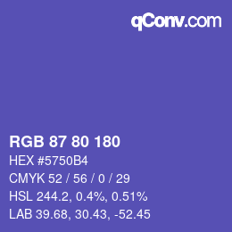 颜色代码: RGB 87 80 180 | qconv.com