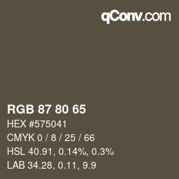 カラーコード: RGB 87 80 65 | qconv.com