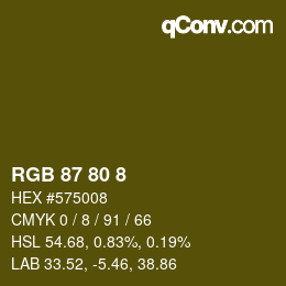カラーコード: RGB 87 80 8 | qconv.com