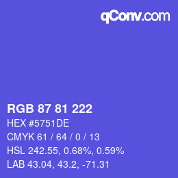 Color code: RGB 87 81 222 | qconv.com