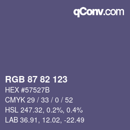カラーコード: RGB 87 82 123 | qconv.com