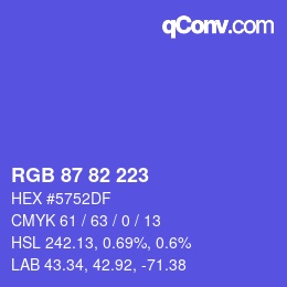 Color code: RGB 87 82 223 | qconv.com