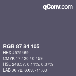 Código de color: RGB 87 84 105 | qconv.com