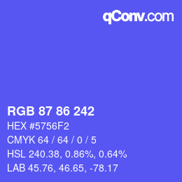 颜色代码: RGB 87 86 242 | qconv.com