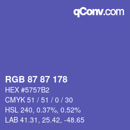 颜色代码: RGB 87 87 178 | qconv.com