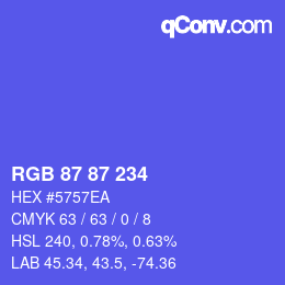 Color code: RGB 87 87 234 | qconv.com