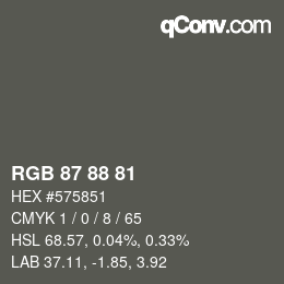 Código de color: RGB 87 88 81 | qconv.com