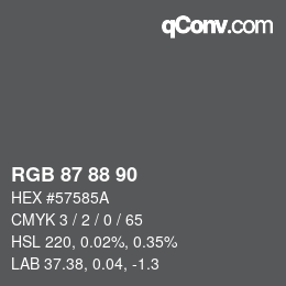 Código de color: RGB 87 88 90 | qconv.com