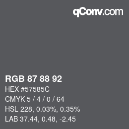 カラーコード: RGB 87 88 92 | qconv.com