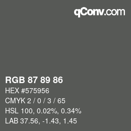 カラーコード: RGB 87 89 86 | qconv.com