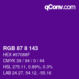 カラーコード: RGB 87 8 143 | qconv.com