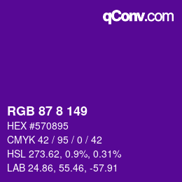 カラーコード: RGB 87 8 149 | qconv.com