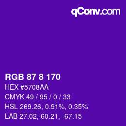 Color code: RGB 87 8 170 | qconv.com
