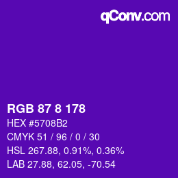 Color code: RGB 87 8 178 | qconv.com