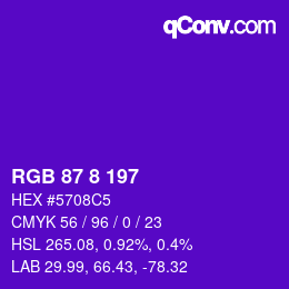 Color code: RGB 87 8 197 | qconv.com