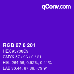 Color code: RGB 87 8 201 | qconv.com