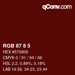 カラーコード: RGB 87 8 5 | qconv.com