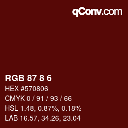 カラーコード: RGB 87 8 6 | qconv.com