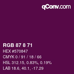 Color code: RGB 87 8 71 | qconv.com
