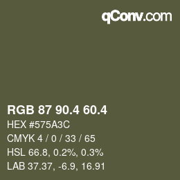 カラーコード: RGB 87 90.4 60.4 | qconv.com