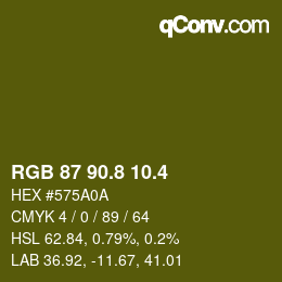 カラーコード: RGB 87 90.8 10.4 | qconv.com