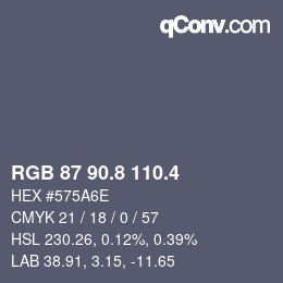 カラーコード: RGB 87 90.8 110.4 | qconv.com