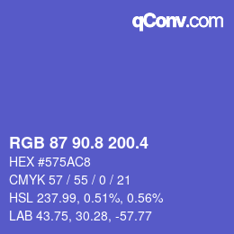 カラーコード: RGB 87 90.8 200.4 | qconv.com