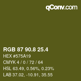 カラーコード: RGB 87 90.8 25.4 | qconv.com