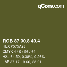 カラーコード: RGB 87 90.8 40.4 | qconv.com