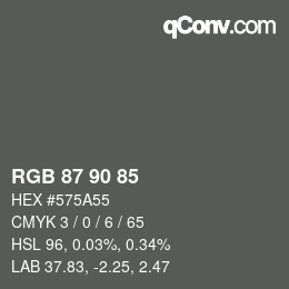カラーコード: RGB 87 90 85 | qconv.com