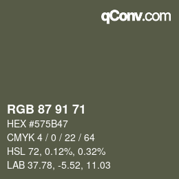 Color code: RGB 87 91 71 | qconv.com