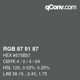 颜色代码: RGB 87 91 87 | qconv.com