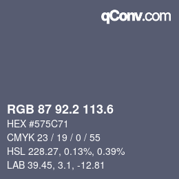 カラーコード: RGB 87 92.2 113.6 | qconv.com