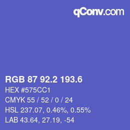 カラーコード: RGB 87 92.2 193.6 | qconv.com