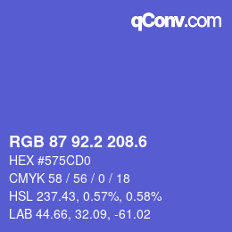 カラーコード: RGB 87 92.2 208.6 | qconv.com