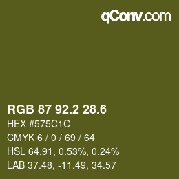 カラーコード: RGB 87 92.2 28.6 | qconv.com