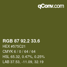 カラーコード: RGB 87 92.2 33.6 | qconv.com