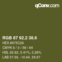 カラーコード: RGB 87 92.2 38.6 | qconv.com