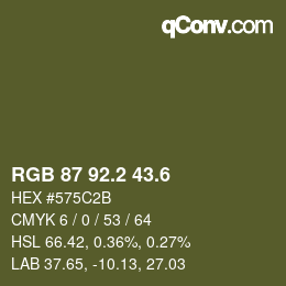 カラーコード: RGB 87 92.2 43.6 | qconv.com