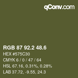 カラーコード: RGB 87 92.2 48.6 | qconv.com