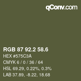 カラーコード: RGB 87 92.2 58.6 | qconv.com