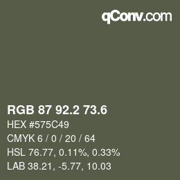 カラーコード: RGB 87 92.2 73.6 | qconv.com