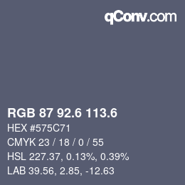カラーコード: RGB 87 92.6 113.6 | qconv.com