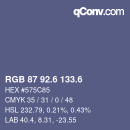 カラーコード: RGB 87 92.6 133.6 | qconv.com