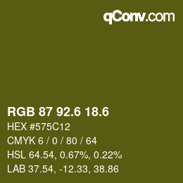 カラーコード: RGB 87 92.6 18.6 | qconv.com