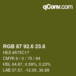 カラーコード: RGB 87 92.6 23.6 | qconv.com